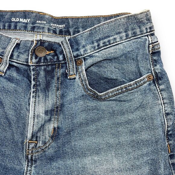 Old Navy Mens Denim Blue Jeans Pants Straight Leg Built In Flex 29W 30L - Picture 4 of 10